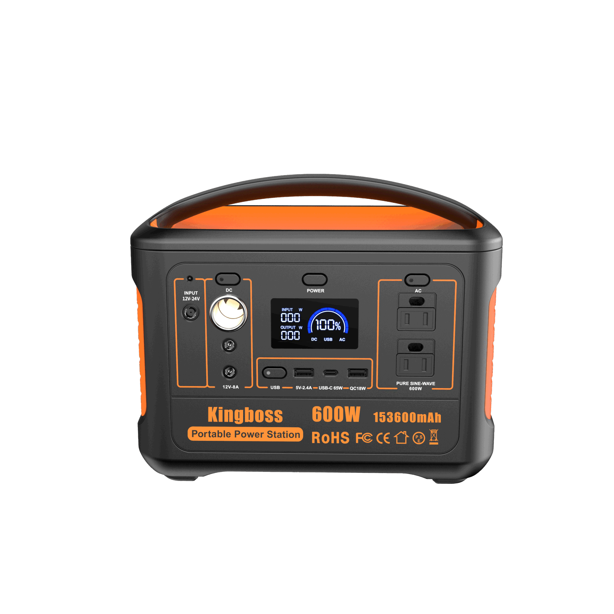 Portable Power Station 110V/600W 568Wh Lithium Battery Pure Sine Wave AC Outlet DC USB Solar Generator Supply for Emergency Outdoor Travel Camping Fishing Hunting CPAP Doba